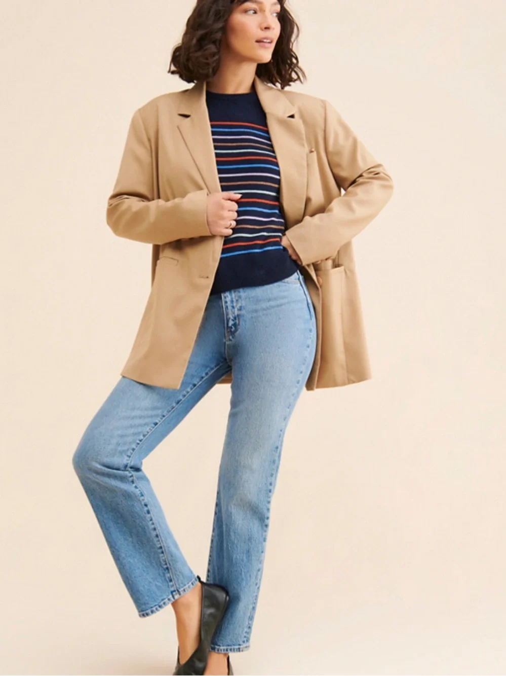 KULE Cashmere Betty Striped Crewneck Sweater